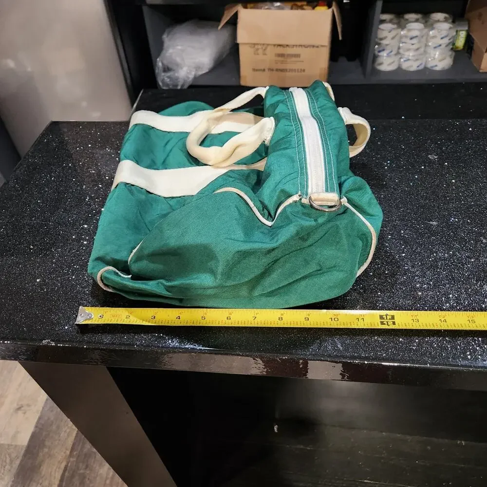 VTG‎ 60s? LL Bean Script Sawtooth Green Duffle Gym Bag Full Zip 1960s USA Made